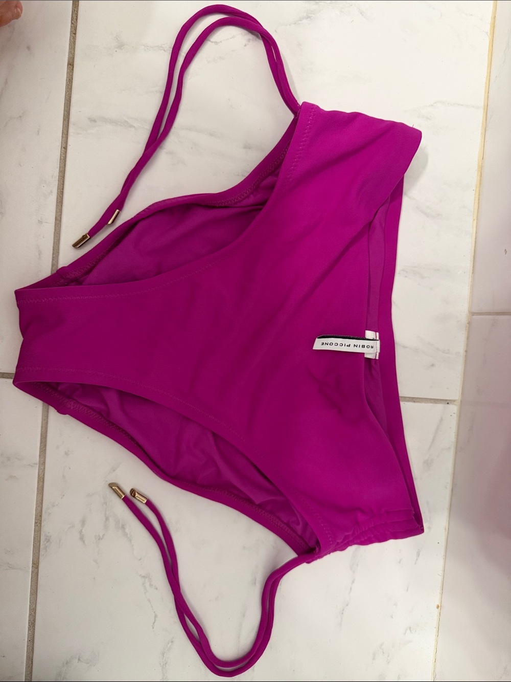 Robin Piccone Fuchsia High-Rise Bikini Bottom with Side Ties